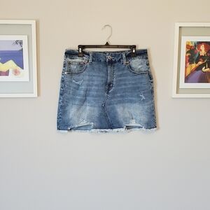 No Boundaries Distressed Jean Skirt